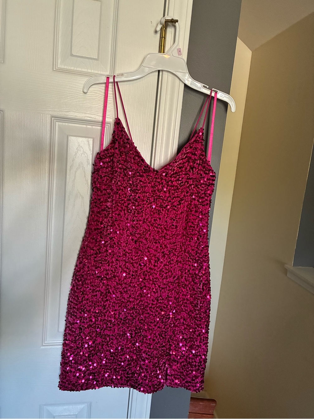 Francesca's Collections Hot Pink Sequin Mini Dress